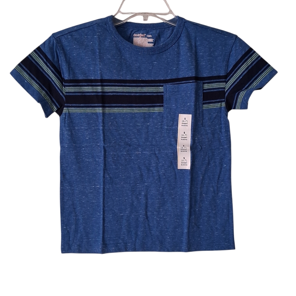 Cat & Jack Boys Blue Striped Short Sleeve Tee